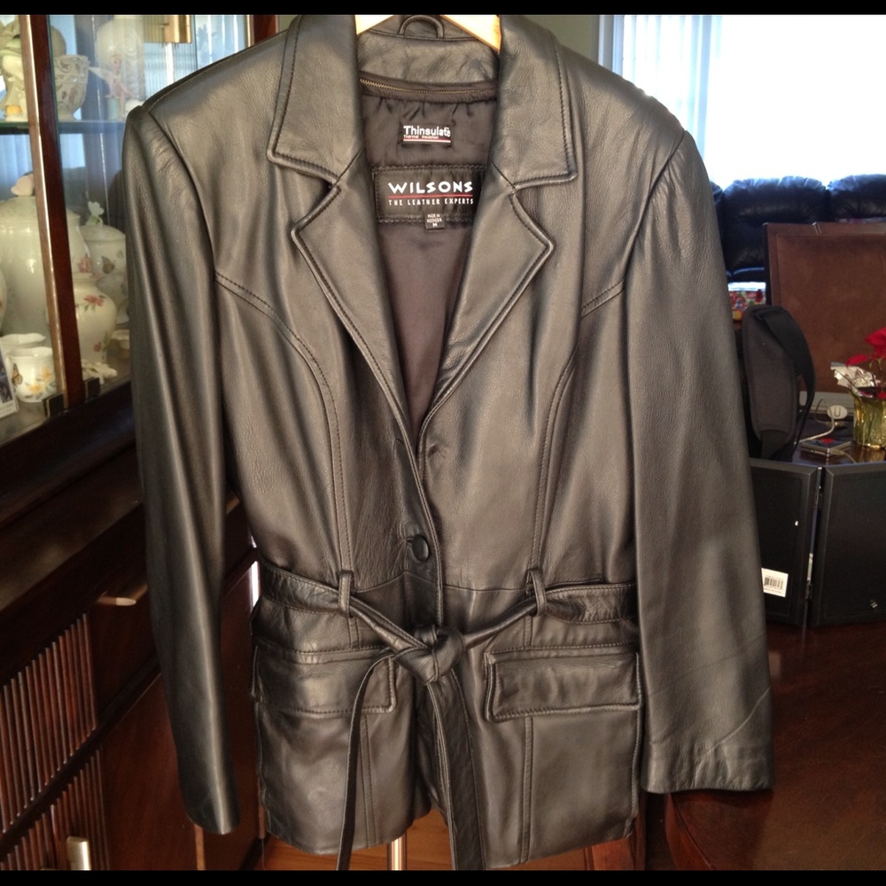 Wilson's black leather coat